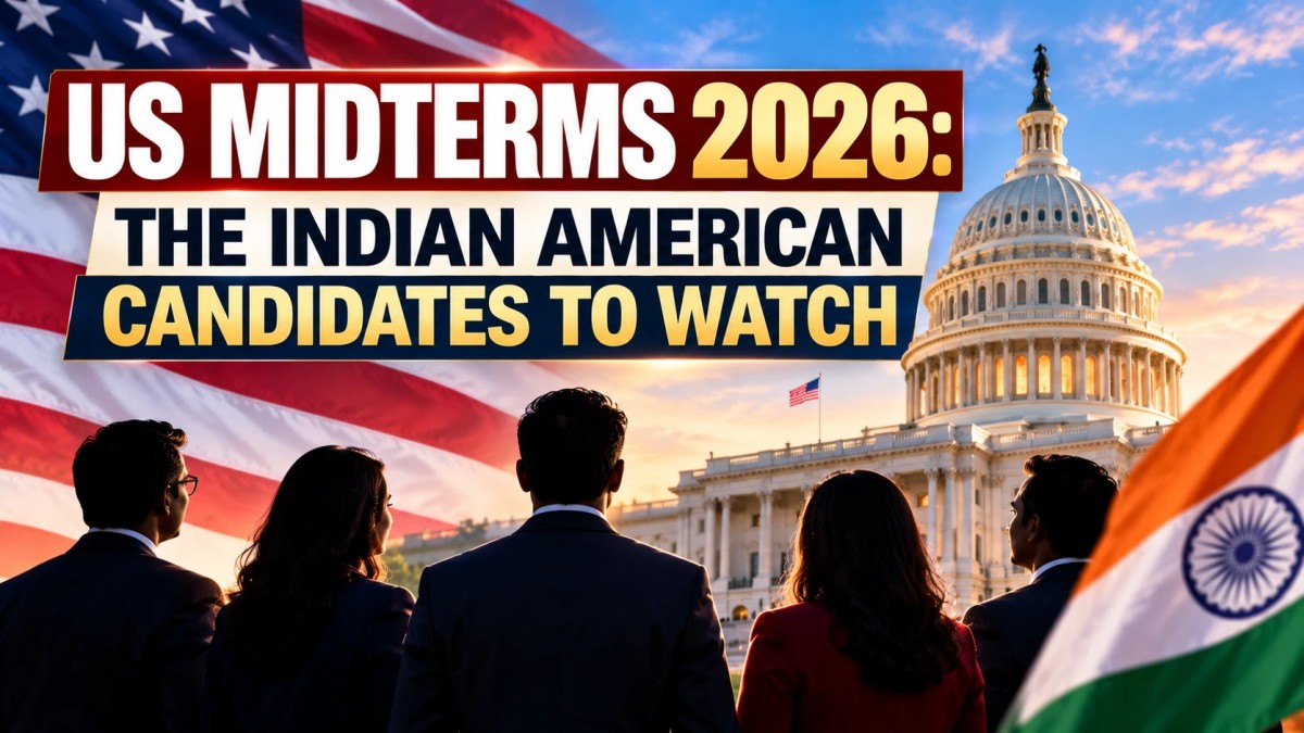 Illustration of Indian American silhouettes in front of the US Capitol with US and Indian flags