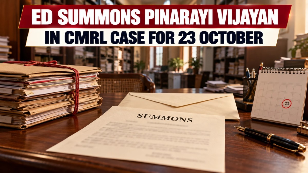 Illustration of a summons letter, sealed envelope and tied case files on a desk, with a calendar marking 23 October