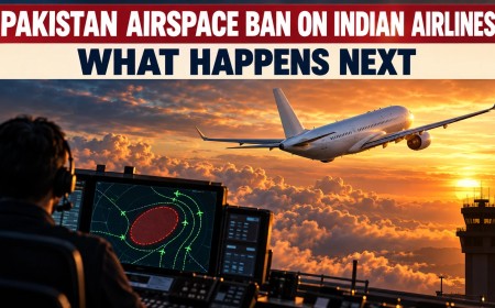 Illustration of a passenger jet above sunset clouds while an air traffic controller watches flight paths route around a closed zone on radar