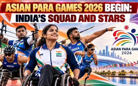 Illustration of Indian para athletes in wheelchair racing, archery, javelin and running